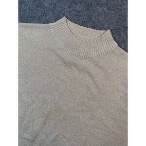 BonWorth Gold Metallic Mock Neck Short Sleeve Knit‎ Sweater Top XSP 28383